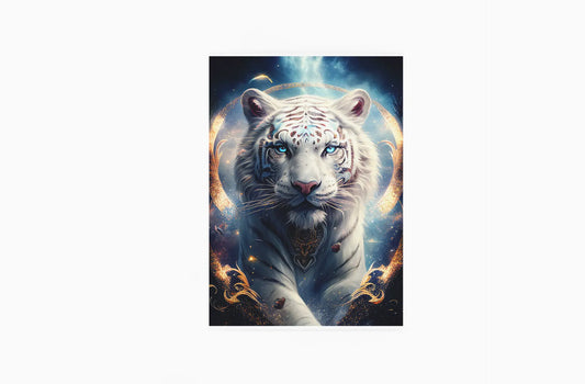 [Poster] Krafttier Weißer Tiger - "Kraft in herausfordernden Zeiten" - Poster 3:4