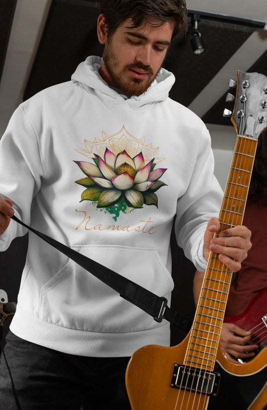 Lotusblüte mit Namaste Schriftzug - Hoodie Unisex